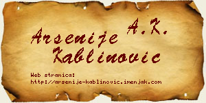 Arsenije Kablinović vizit kartica